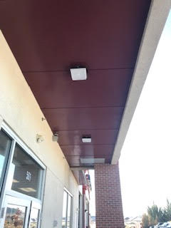 soffit lighting on commercial building